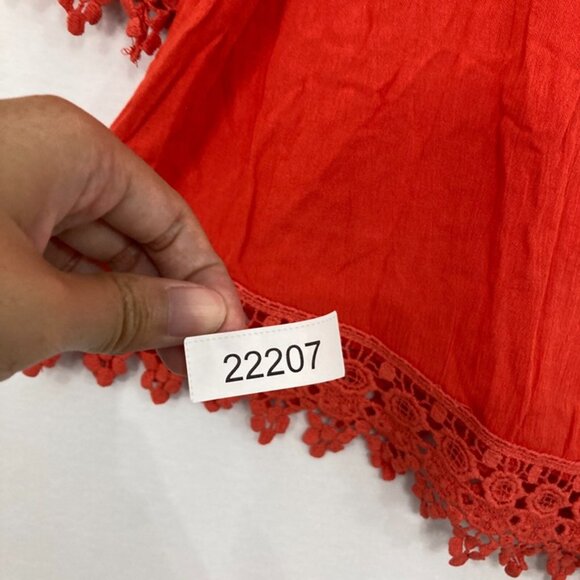 New NY Collection Large Red Lace Detail Ultra Soft Rayon Blouse Boho Festival - Picture 10 of 10